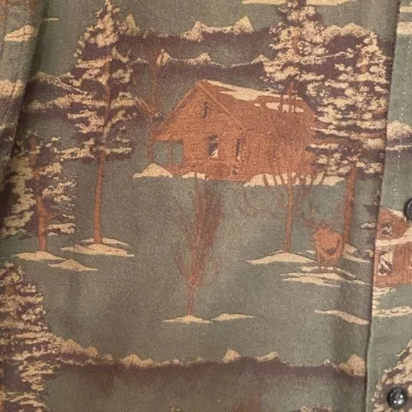 Men Eddie Bauer L flannel relaxed  fit fall autumn camouflage buttoned shirt - Picture 8 of 9